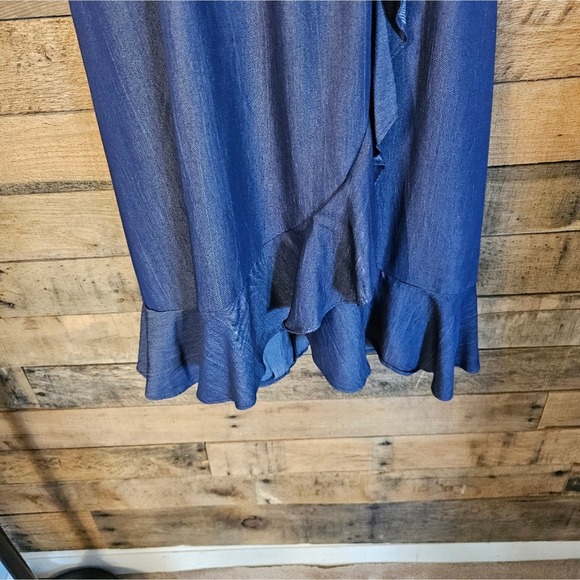 Naif women's dark chambray blue faux wrap dress size xl - Picture 7 of 11